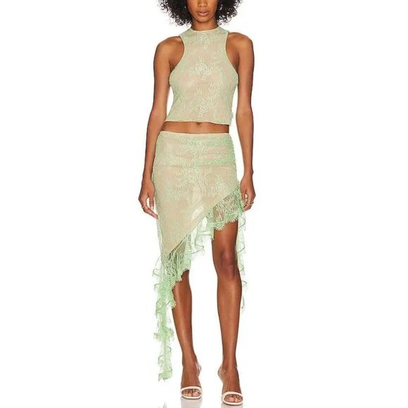 LOBA Revolve Teresa top green lace camisole racer back S - Picture 4 of 8